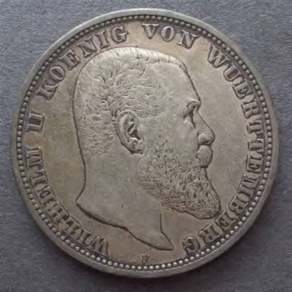1908-Fã¼nf-Mark---Wã¼rttemberg